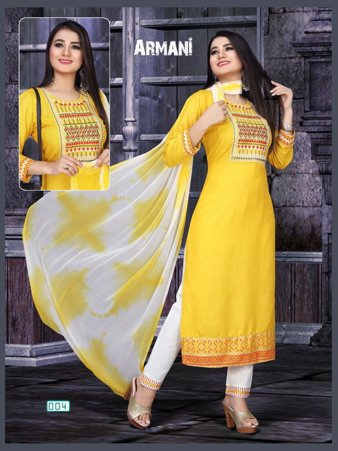 Aagya Armani Pant 1 Rayon Designer Fancy Wear Kurti Pant With Dupatta Collection